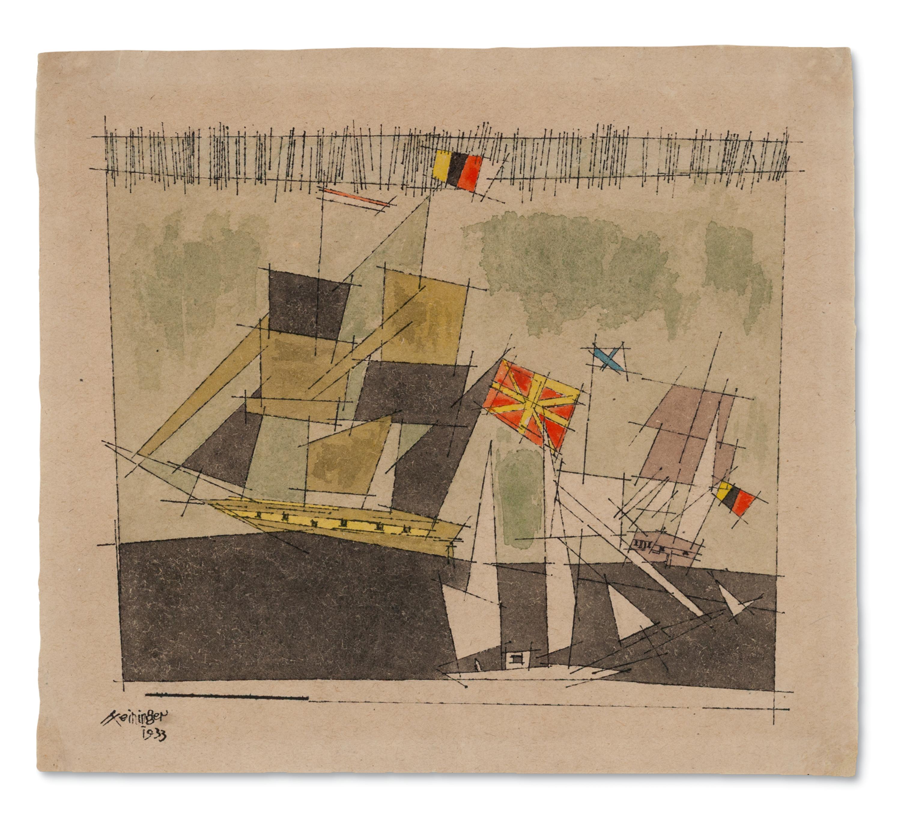 Clipper Ships with Flags - Lyonel Feininger 